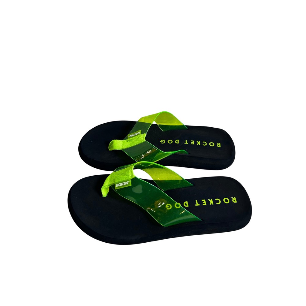 Rocket Dog Flip Flop Sandals 8 Neon Green Translucent Platform Thong Womens